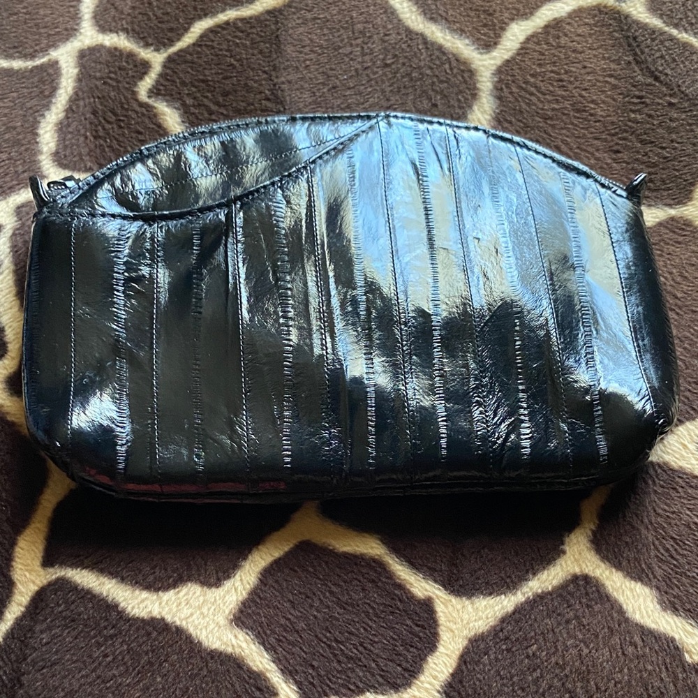 Vintage Black Eel Skin Makeup Bag